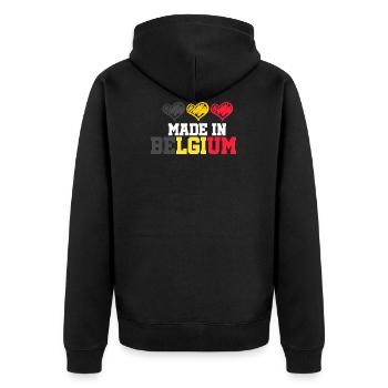 Made in Belgium Brussels Belgian Gift - Unisex Premium Organic Zip Hoodie - black - Back - Nico (187cm)
