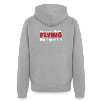fliegen - Unisex Premium Bio Zip Hoodie - Grau meliert - Hinten - Nico (187cm)