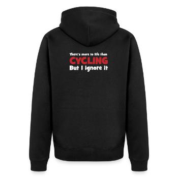 Radsport - Unisex Premium Bio Zip Hoodie - Schwarz - Hinten - Nico (187cm)