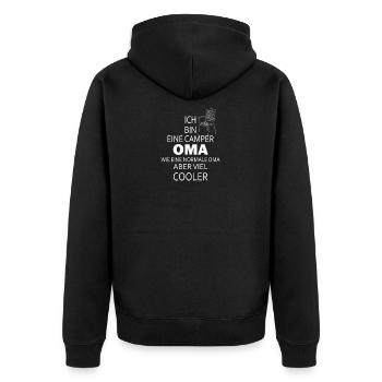 Ich bn ein Wohnmobil oma wir eine Oma aber viel kü - Unisex Premium Bio Zip Hoodie - Schwarz - Hinten - Nico (187cm)
