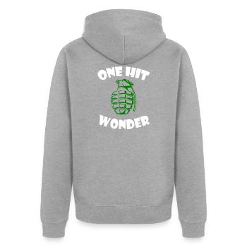 Soldat Soldaten Geschenk Handgranate Granate Boom - Unisex Premium Bio Zip Hoodie - Grau meliert - Hinten - Nico (187cm)