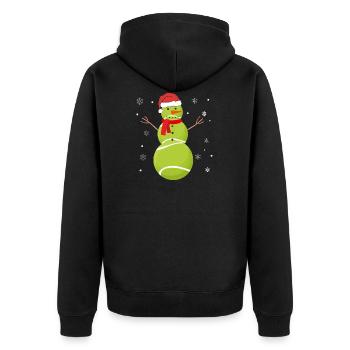 Tennis Schneemann - Unisex Premium Bio Zip Hoodie - Schwarz - Hinten - Nico (187cm)