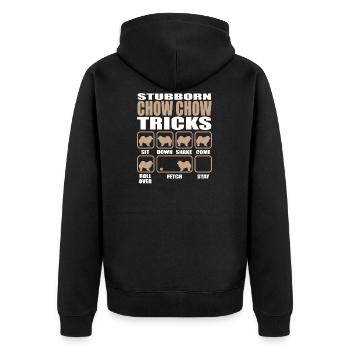 Stubborn Chow Chow Tricks design - Unisex Premium Organic Zip Hoodie - black - Back - Nico (187cm)