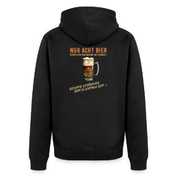 Nur Acht Bier decken den Bedarf an Vitamin C - Unisex Premium Bio Zip Hoodie - Schwarz - Hinten - Nico (187cm)