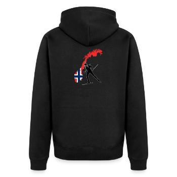 Biathlon Saison Norway Norwegen Norge als Geschenk - Unisex Premium Bio Zip Hoodie - Schwarz - Hinten - Nico (187cm)