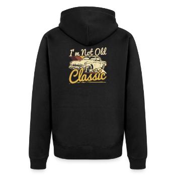 Retro Birthday Automobile I'm Not Old Gift - Unisex Premium Organic Zip Hoodie - black - Back - Nico (187cm)