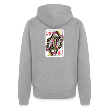 Königin Kartenspiel Herz Cool Karte Queen Geschenk - Unisex Premium Bio Zip Hoodie - Grau meliert - Hinten - Nico (187cm)