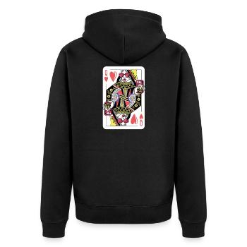 Königin Kartenspiel Herz Cool Karte Queen Geschenk - Unisex Premium Bio Zip Hoodie - Schwarz - Hinten - Nico (187cm)