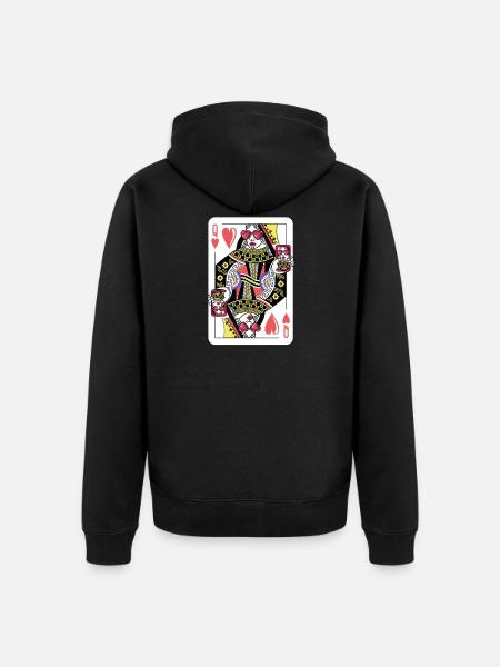 Queen Card Game Heart Cool Card Queen Gift - Unisex Premium Organic Zip Hoodie - black