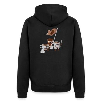 Kaffee Revolution - Unisex Premium Bio Zip Hoodie - Schwarz - Hinten - Nico (187cm)