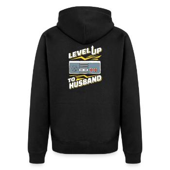 Level Up To Husband Verlobung Zukünftiger Geschenk - Unisex Premium Bio Zip Hoodie - Schwarz - Hinten - Nico (187cm)
