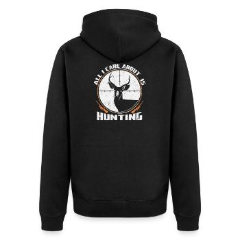 To hunt - Unisex Premium Organic Zip Hoodie - black - Back - Nico (187cm)