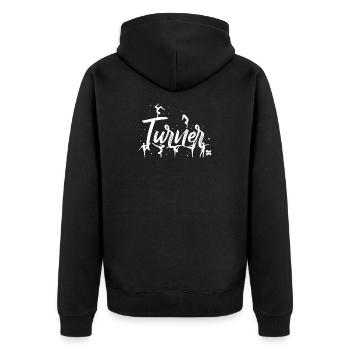 Turner Turnen Geschenk Idee Sport Leidenschaft - Unisex Premium Bio Zip Hoodie - Schwarz - Hinten - Nico (187cm)