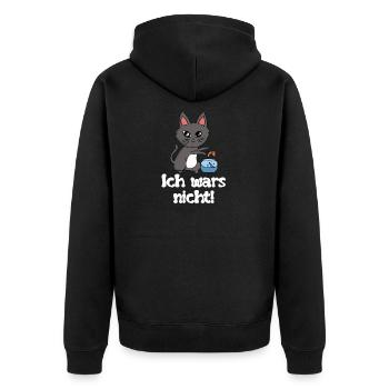 Cat ich wars nicht - Unisex Premium Bio Zip Hoodie - Schwarz - Hinten - Nico (187cm)