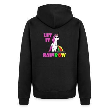 Unicorn Rainbow - Unisex Premium Organic Zip Hoodie - black - Back - Nico (187cm)