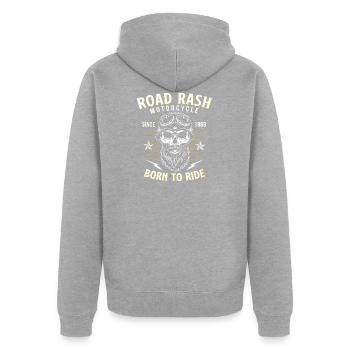 Motorradfahrer Chopper - Unisex Premium Bio Zip Hoodie - Grau meliert - Hinten - Nico (187cm)
