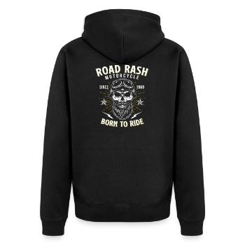 Motorradfahrer Chopper - Unisex Premium Bio Zip Hoodie - Schwarz - Hinten - Nico (187cm)