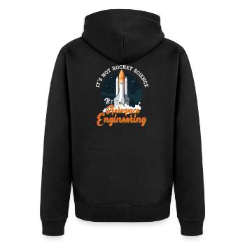 Es Ist Kein Wunder Sondern Raumfahrttechnik - Unisex Premium Bio Zip Hoodie - Schwarz - Hinten - Nico (187cm)