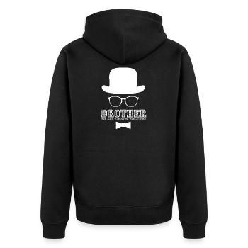 big brother hipster vintage gift - Unisex Premium Organic Zip Hoodie - black - Back - Nico (187cm)