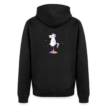 Einhorn kacken lustiges Raum-Ausgaben-T-Stück magisch - Unisex Premium Bio Zip Hoodie - Schwarz - Hinten - Nico (187cm)