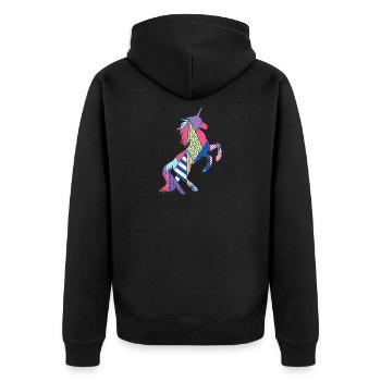 Cadeau drôle d'animal d'impression géométrique d'amant de licorne - Veste à capuche bio Premium Unisexe - noir - Dos - Nico (187cm)