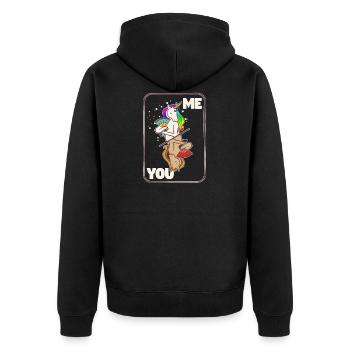 Couple vous et moi cadeau drôle d'amant de licorne magique - Veste à capuche bio Premium Unisexe - noir - Dos - Nico (187cm)