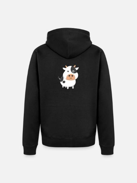 Adorable Cow & Cute Baby Calf Cow Lovers - Unisex Premium Organic Zip Hoodie - black