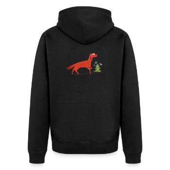 Irish Setter Geschenkidee - Unisex Premium Bio Zip Hoodie - Schwarz - Hinten - Nico (187cm)