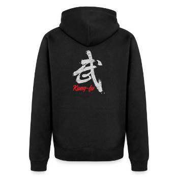 Kung Fu Gift Kung Fu Kungfu Gong Fu - Unisex Premium Organic Zip Hoodie - black - Back - Nico (187cm)