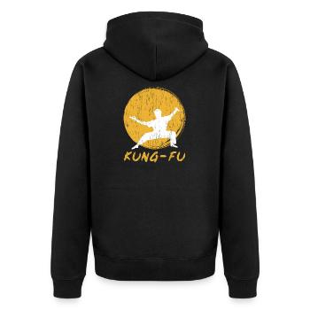 Kung Fu Gift Kung Fu Martial Art Kungfu - Unisex Premium Organic Zip Hoodie - black - Back - Nico (187cm)