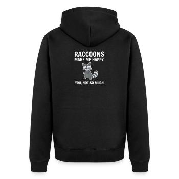 racoon - Unisex Premium Organic Zip Hoodie - black - Back - Nico (187cm)