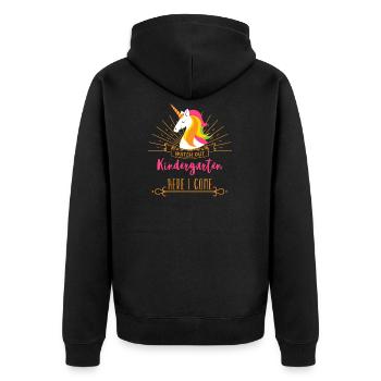 KINDERGARTEN - Unisex Premium Bio Zip Hoodie - Schwarz - Hinten - Nico (187cm)
