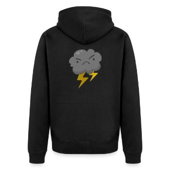 Angry Cloud With Lightning Thunderstorm Weather - Unisex Premium Organic Zip Hoodie - black - Back - Nico (187cm)