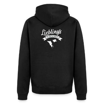 Lieblingsplätzchen Helgoland - Unisex Premium Bio Zip Hoodie - Schwarz - Hinten - Nico (187cm)