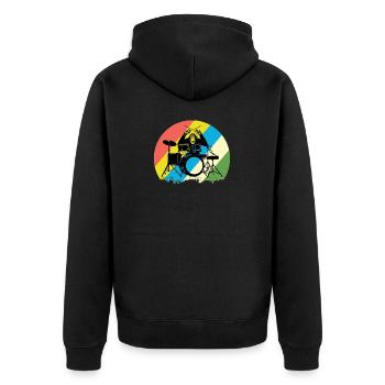 Singe à la batterie cadeau musique zoo - Veste à capuche bio Premium Unisexe - noir - Dos - Nico (187cm)