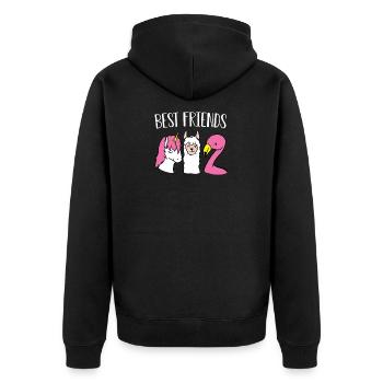 Einhornlama-Flamingogeschenk der besten Freunde - Unisex Premium Bio Zip Hoodie - Schwarz - Hinten - Nico (187cm)