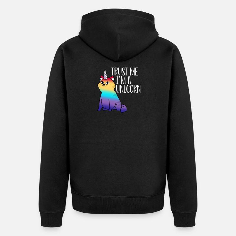 Katze Einhorn Geschenk - Unisex Premium Bio Zip Hoodie - Schwarz