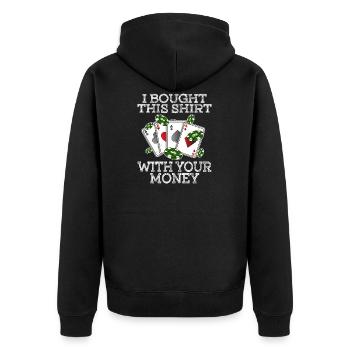Poker Pokern PokerTisch Chips Karten Geld Casino - Unisex Premium Bio Zip Hoodie - Schwarz - Hinten - Nico (187cm)
