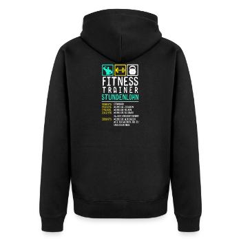 Fitnesstrainer - Unisex Premium Bio Zip Hoodie - Schwarz - Hinten - Nico (187cm)