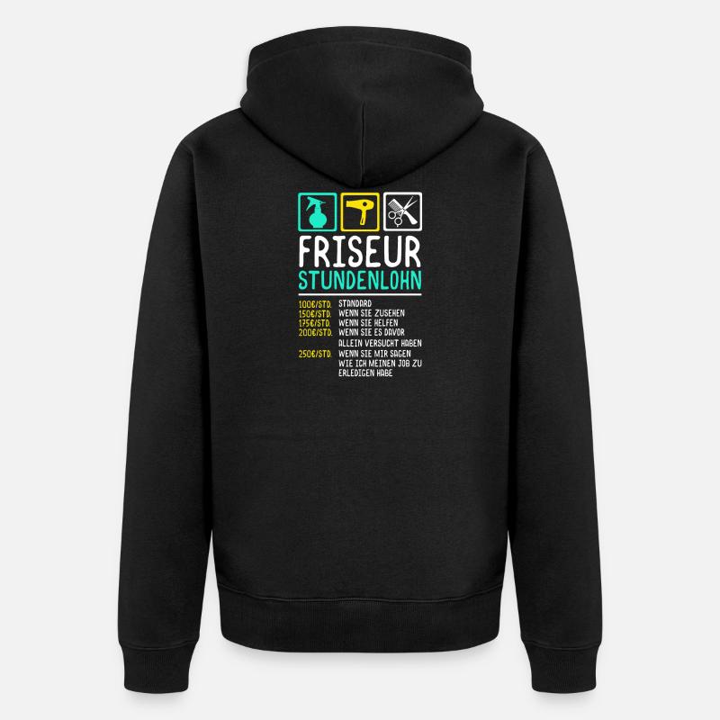 Friseur - Unisex Premium Bio Zip Hoodie - Schwarz