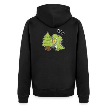 Christmas Tree Baby T-Rex Dinosaur Gift - Unisex Premium Organic Zip Hoodie - black - Back - Nico (187cm)