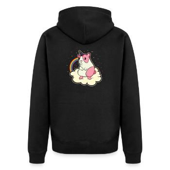 Lustig Meerschweinchen Süß Tier Haustier Geschenk - Unisex Premium Bio Zip Hoodie - Schwarz - Hinten - Nico (187cm)