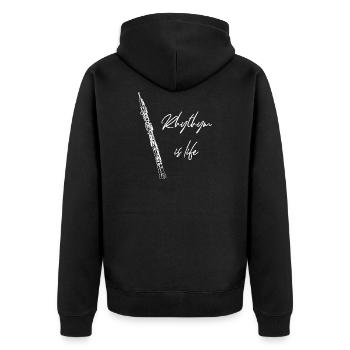 Oboe – Oboe Spieler – Rhythmus - Leben - Unisex Premium Bio Zip Hoodie - Schwarz - Hinten - Nico (187cm)
