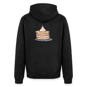 Pancake, Pfannkuchen - Unisex Premium Bio Zip Hoodie - Schwarz - Hinten - Nico (187cm)