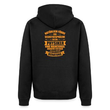 physics - Unisex Premium Organic Zip Hoodie - black - Back - Nico (187cm)