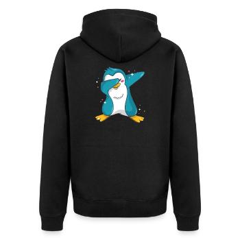 Dabbing Penguin - Unisex Premium Organic Zip Hoodie - black - Back - Nico (187cm)