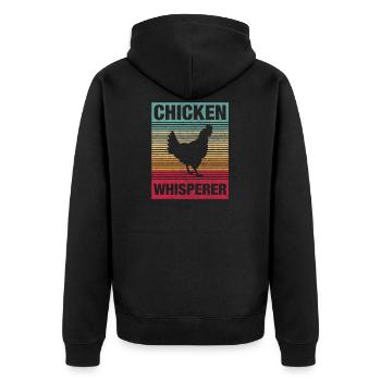 poulet chuchoteur vintage rétro - Veste à capuche bio Premium Unisexe - noir - Dos - Nico (187cm)