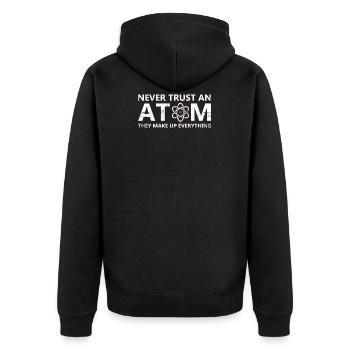 Alles ist Atom - Unisex Premium Bio Zip Hoodie - Schwarz - Hinten - Nico (187cm)