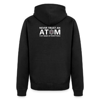 Alles ist Atom und Wissenschaft - Unisex Premium Bio Zip Hoodie - Schwarz - Hinten - Nico (187cm)