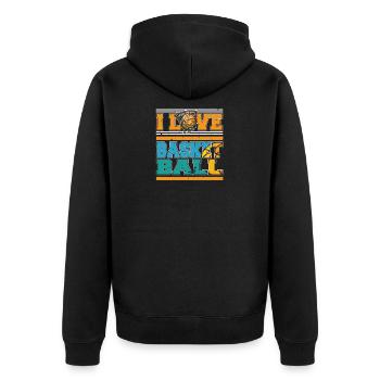 Ich liebe Basketball-Sportspieler - Unisex Premium Bio Zip Hoodie - Schwarz - Hinten - Nico (187cm)